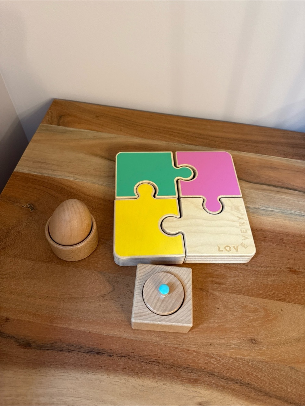 Lovevery Baby toddler Chunky Wooden Wood Puzzle Pincer Egg in a Cup Toy LOT